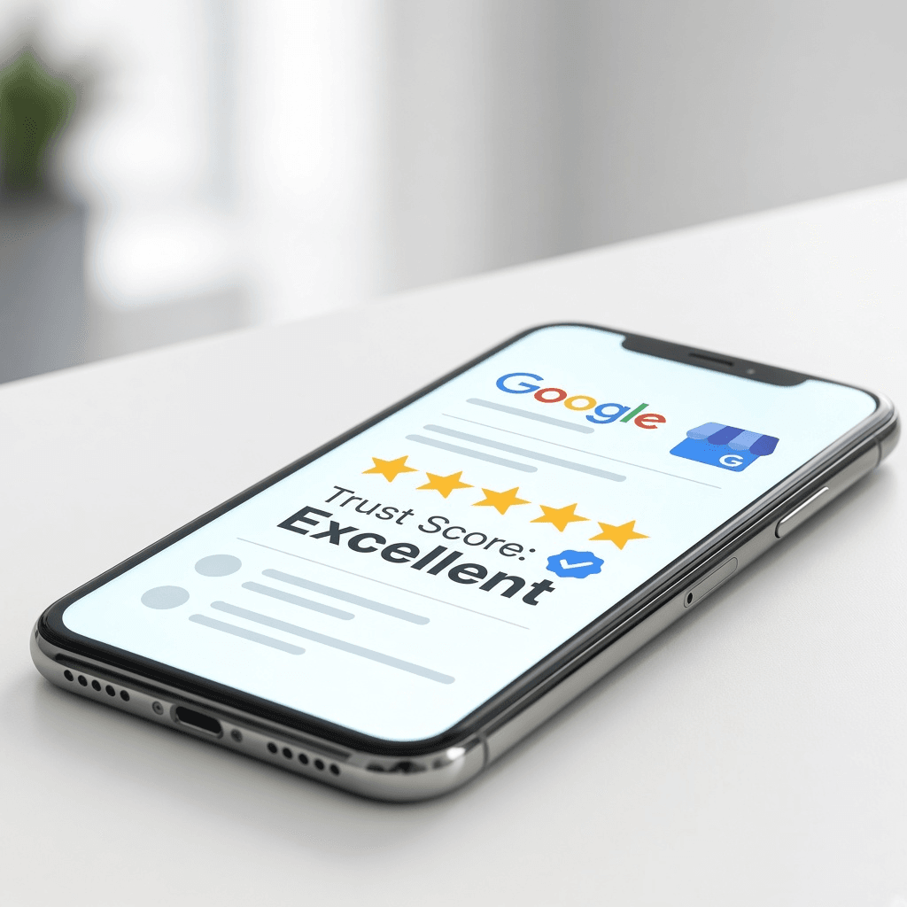 Customer leaving a verified 5-star review after service
