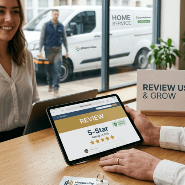 Customer leaving a verified 5-star review after service